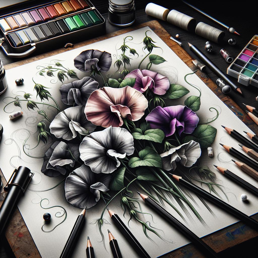 Sweet Peas Drawing Guide for Beautiful Botanical Illustrations